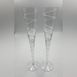 New SHANNON CRYSTAL BY GODINGER SPIRAL CHAMPAGNE FLUTE PAIR